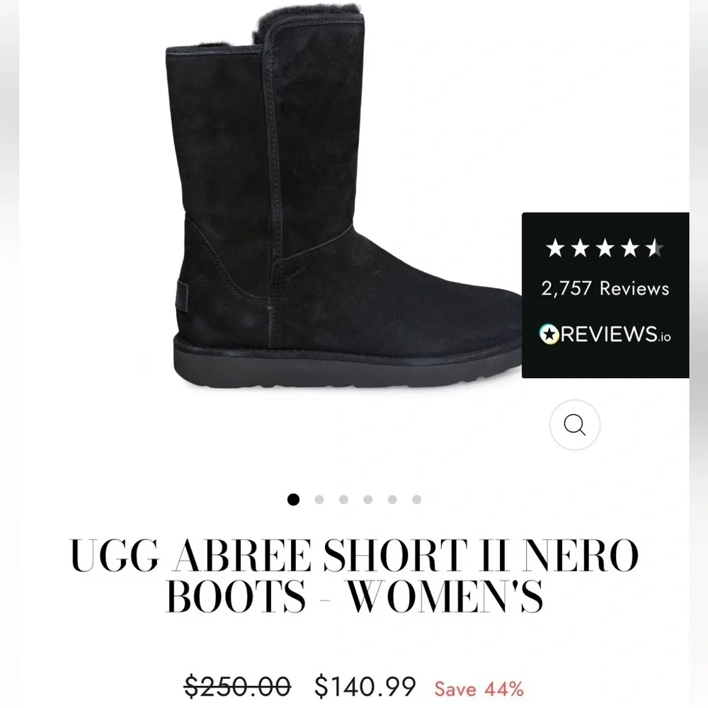 UGG Black Abree Short II Nero Suede Boots Women’s Size 7